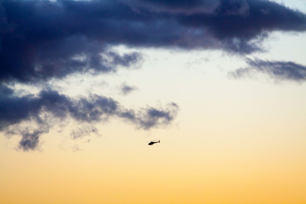 Helicopter at sunrise Cap d'Antibes