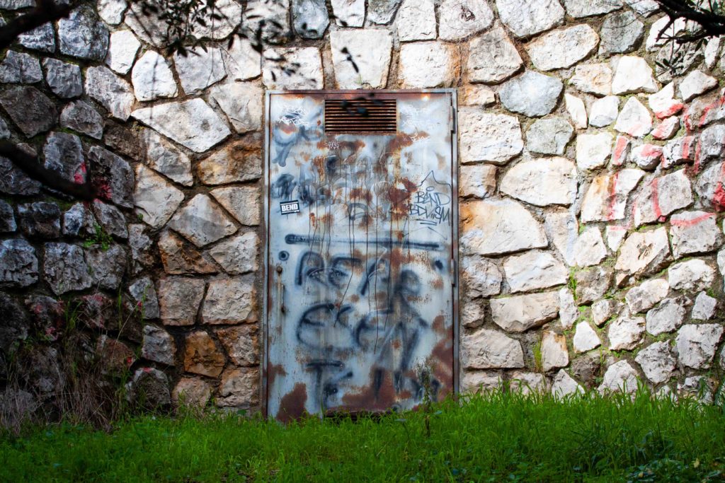 Door with graffiti Cap d'Antibes